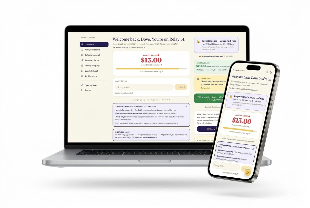 The Caddy App on laptop and smartphone